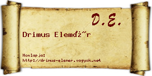 Drimus Elemér névjegykártya